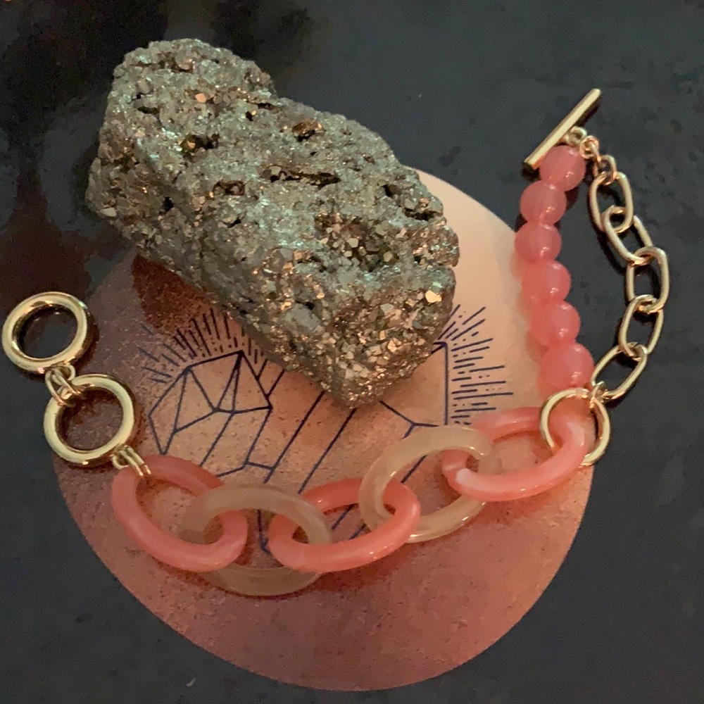 Zenzii gold link, chunky two tone resin bracelet